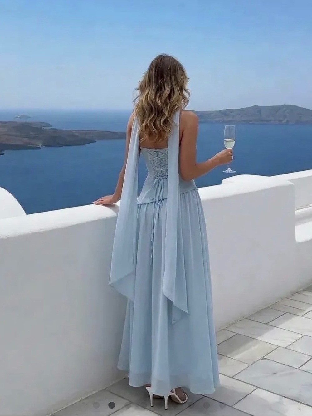 Cider Light Blue Maxi Dress chiffon sculptural bobycon